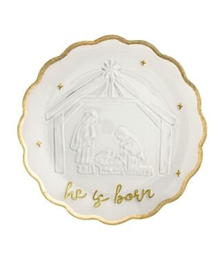 Gold Edge Nativity Platter