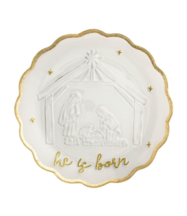 Gold Edge Nativity Platter