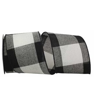 GINGHAM CHECK STITCHED GRANDE, BLACK/WHITE, 4X10YDS