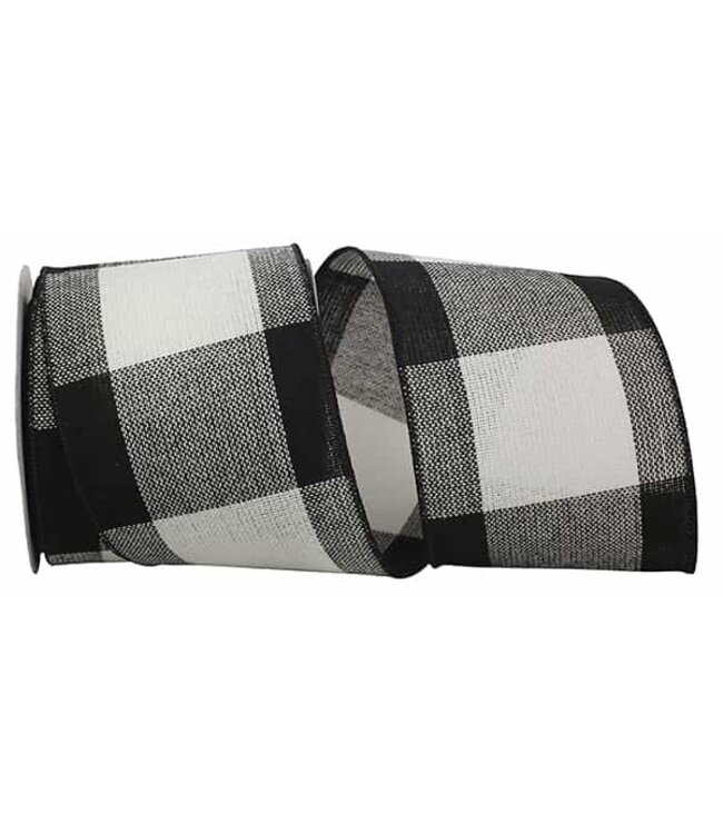 GINGHAM CHECK STITCHED GRANDE, BLACK/WHITE, 4X10YDS