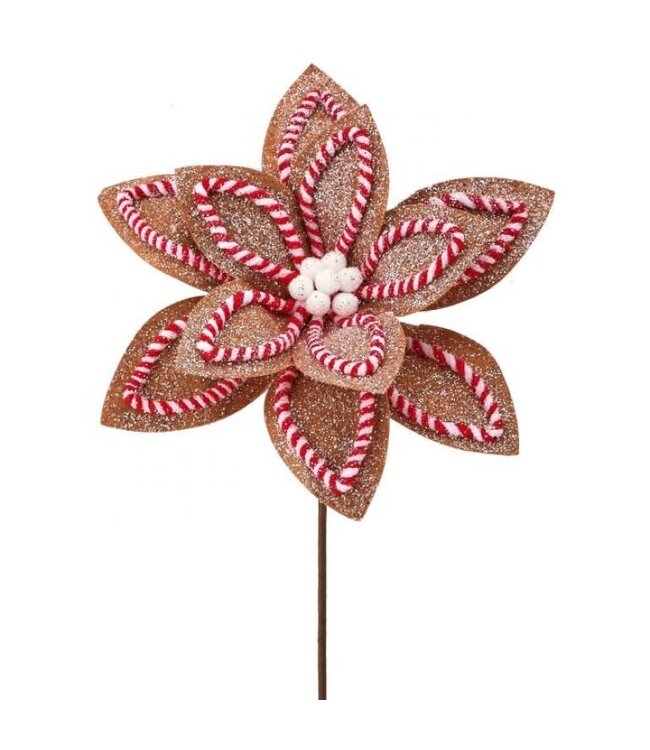 22" Sugar/Spice Poinsettia Stem