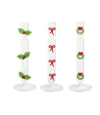 Christmas Glass Icon Candlesticks