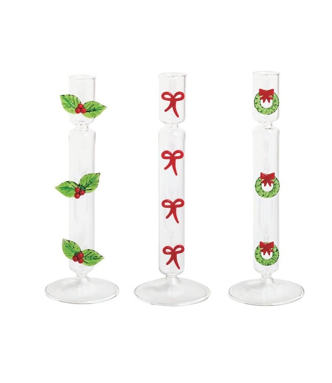 Christmas Glass Icon Candlesticks