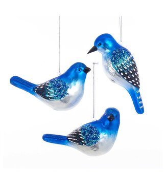 Blue Bird Glass Ornament - Sold Individually