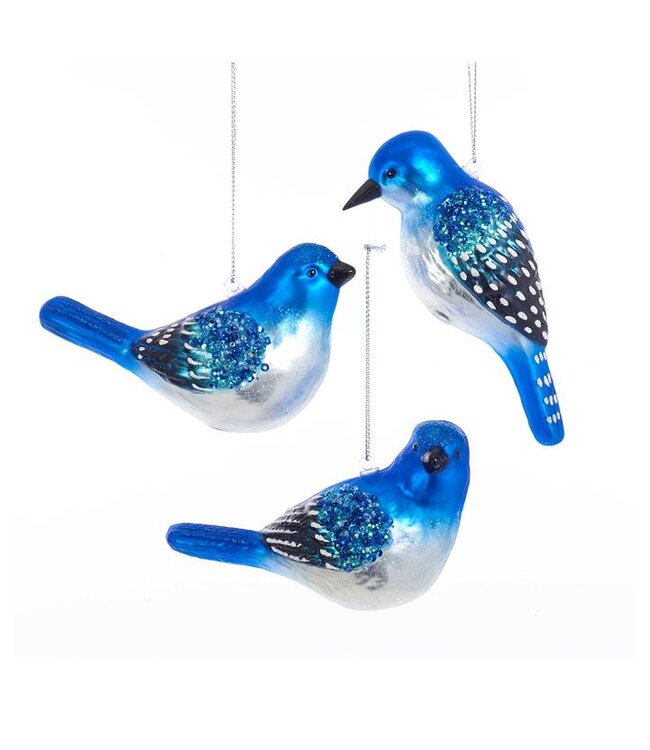 Blue Bird Glass Ornament - Sold Individually