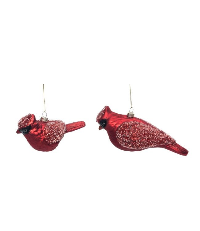 Glass Glitter Cardinal Ornament - Sold Individually