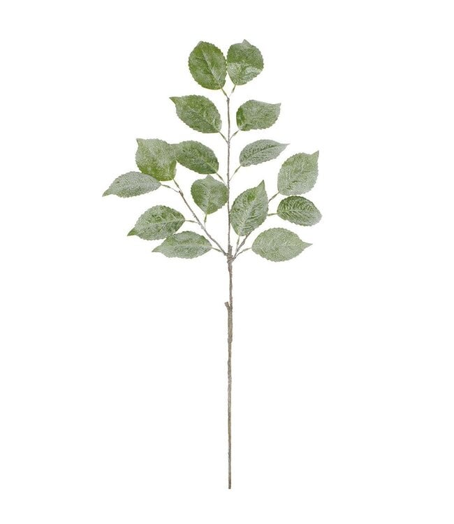 45" Glittered Hydrangea Leaf Spray Green