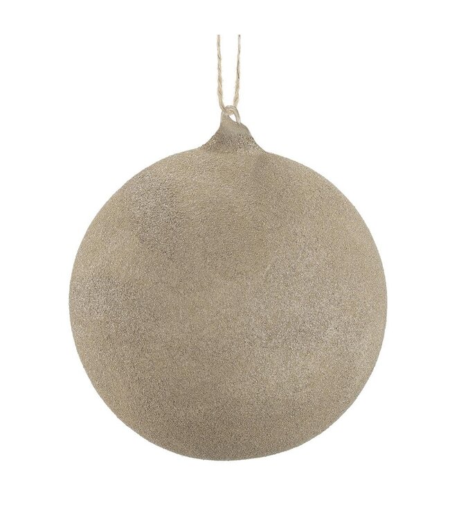 4.75" Glittered Glass Ball Ornament Beige