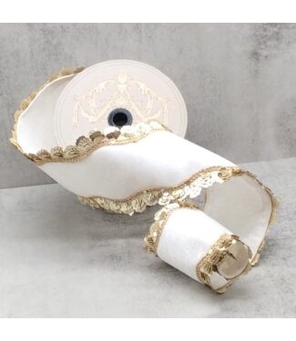 4" x 5yds Velvet Gold Sequin Wave Side Trim