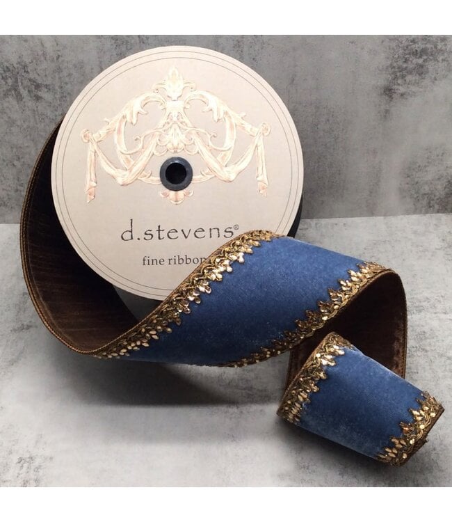 4" x 10yds Lush Velvet Countessa Scallop Jewel Trim, Dusty Blue