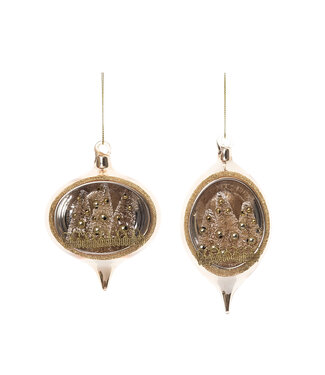 Glass Sisal Tree In Gold Ornament