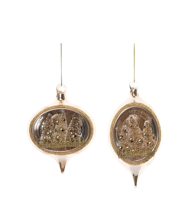 Glass Sisal Tree In Gold Ornament