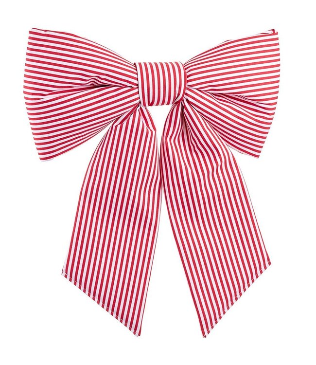 Stripe Bow With Clip Red White