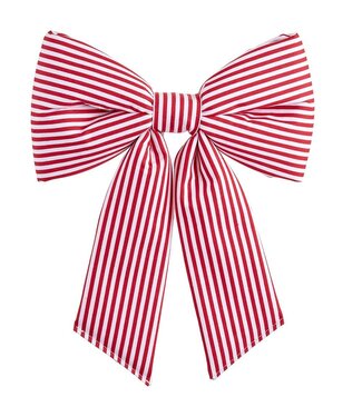 Stripe Bow With Clip Red White