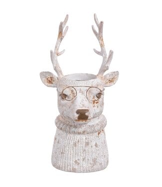 11.5" Reindeer Planter White Antique