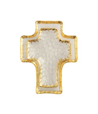 Gold Edge Cross Tidbit Tray - Sold as Set