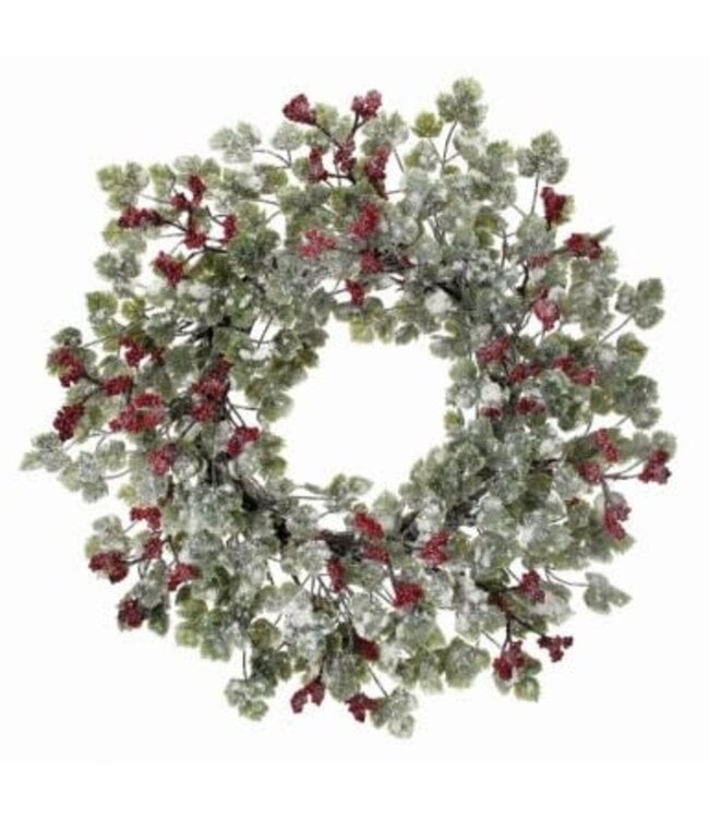 24" Frost Mini Grape Leaf & Berries Wreath