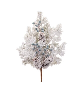 Flocked Pine w/Berry Spray