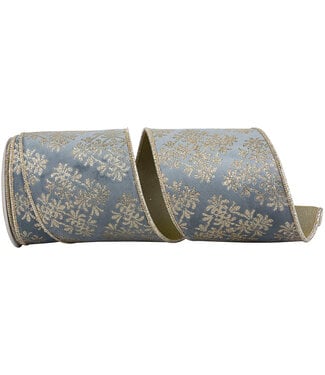 4 Inch  Filigree Crest Glitter Velvet Deluxe Backed Wired Edge Ribbon