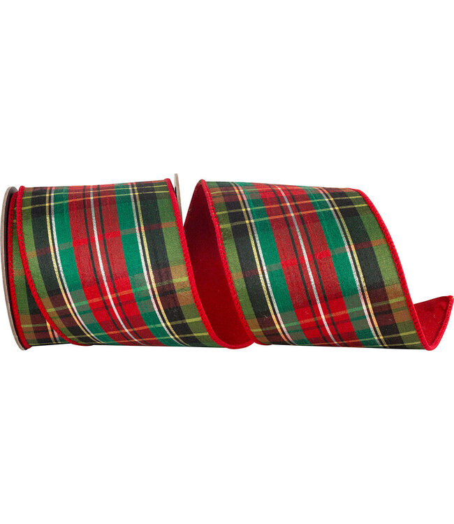 Classic Plaid Metallic Stripes Deluxe Dupioni Backed Wired Edge