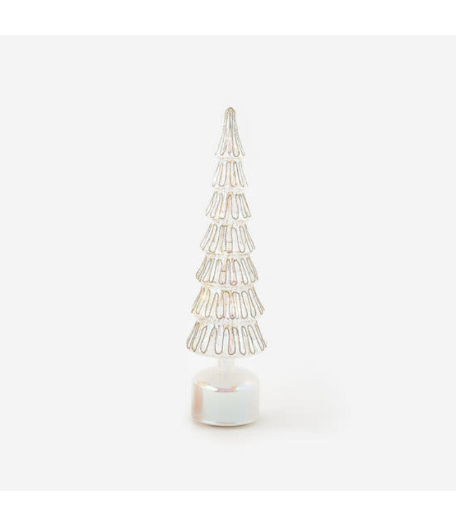 16.5" Revolving Lighted Glass Tree