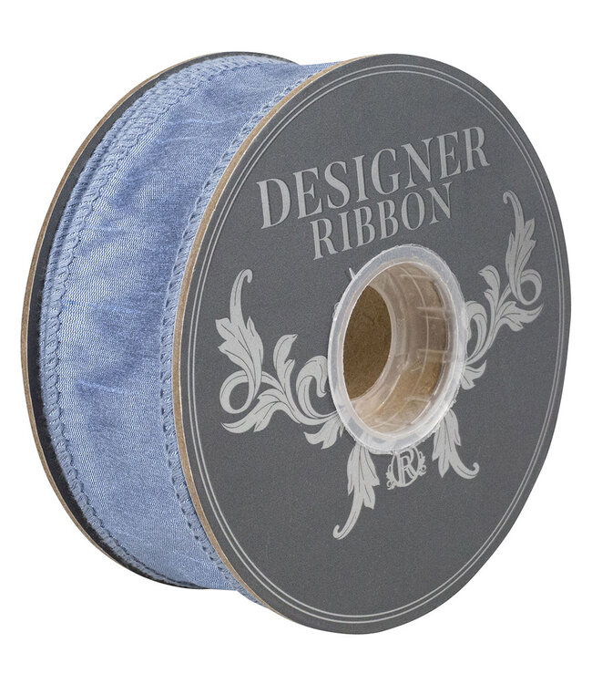 1.5 Inch Dupioni Supreme Wired Edge French Blue Ribbon