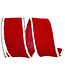 Velvet Plastic Backed White Frizette Wired Edge Ribbon - Red/White