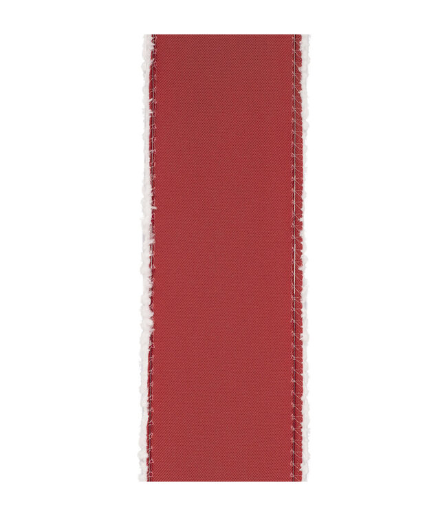 Velvet Plastic Backed White Frizette Wired Edge Ribbon - Red/White