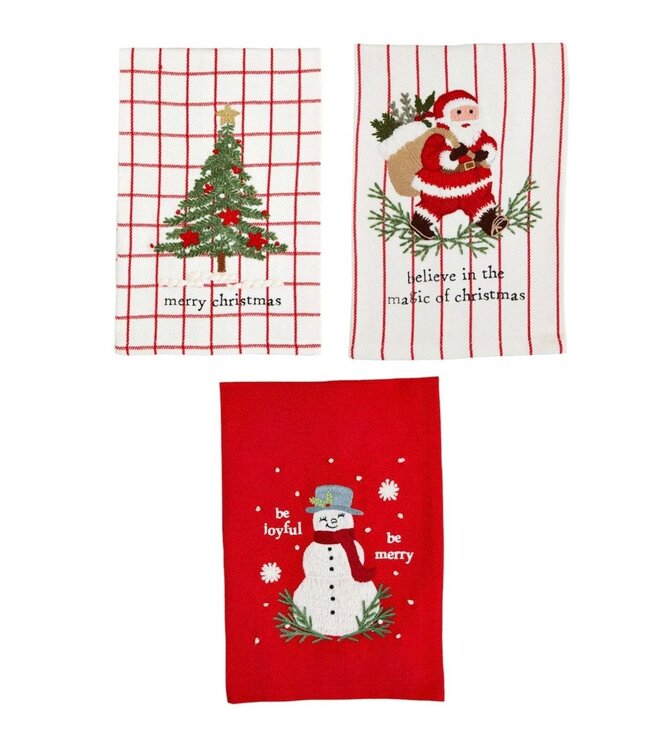 Classic Christmas Embroidered Towels
