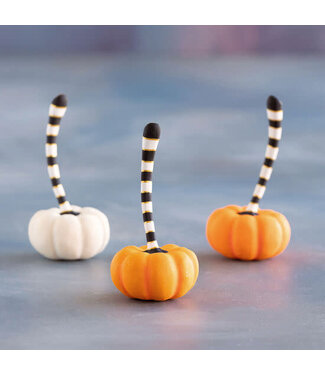 Orange & Cream Pumpkin With B&W Striped Stem