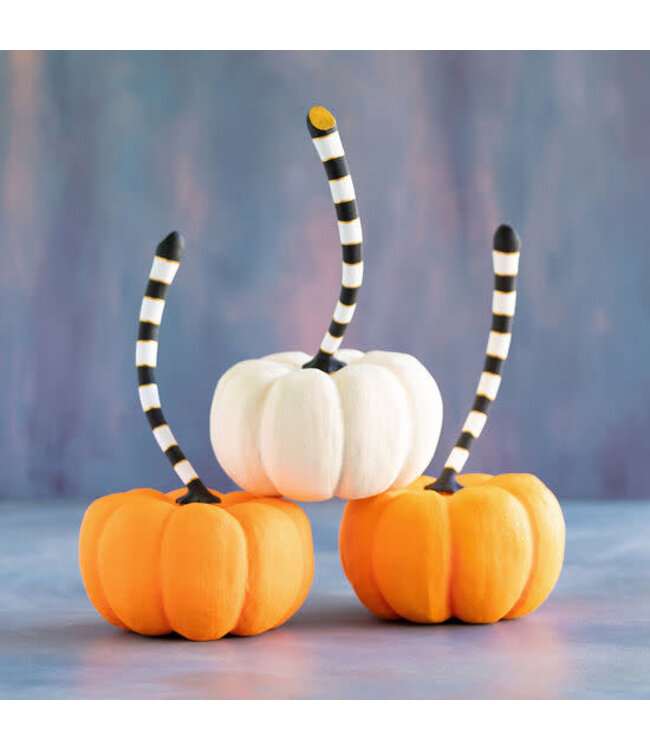 Orange & Cream Pumpkin With B&W Striped Stem