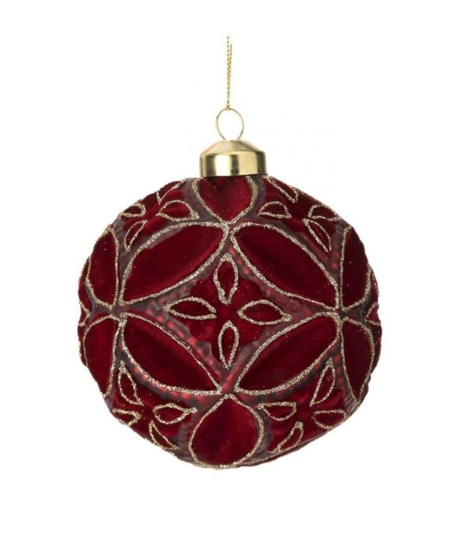 4" Glass Fleurette Glitter Ornament