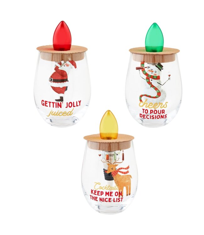 Christmas Light-up Wine Glass & Stopper Sets