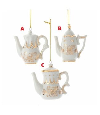 Jeweled White and Gold Teapot Ornament