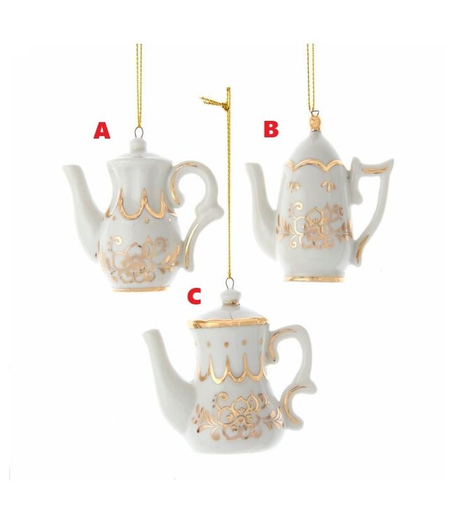 Jeweled White and Gold Teapot Ornament