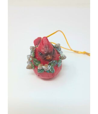 Res Cardinal with Wreath Ornament
