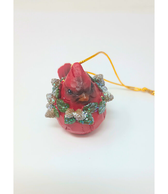 Res Cardinal with Wreath Ornament
