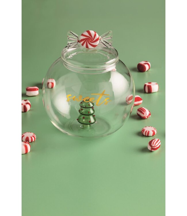 Christmas Glass Cookie Jar