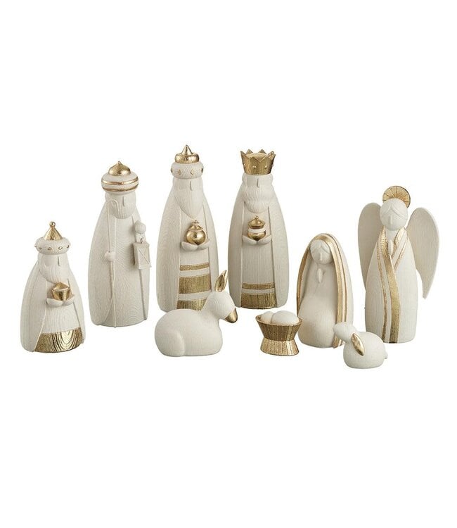 2"- 9" Nativity Set Beige Gold