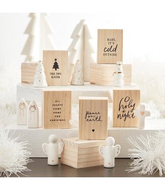 Ceramic Figurine Pine Wood Box