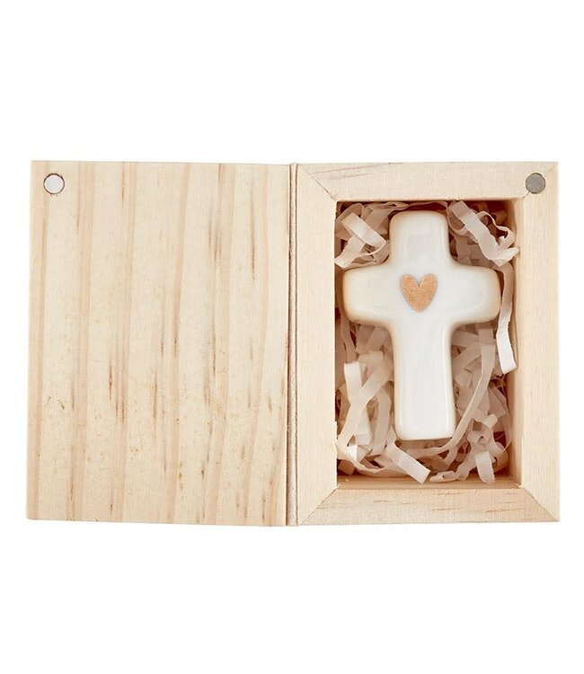 Ceramic Figurine Pine Wood Box