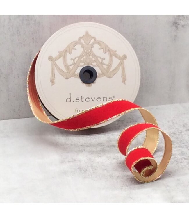 1" x 25yds Flocked Velvet Metallic Gold Back