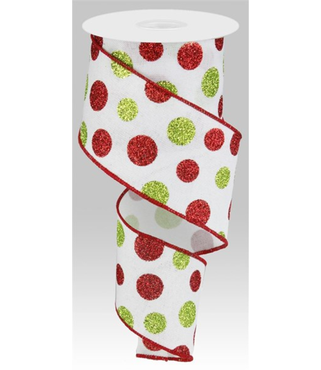 2.5"X10yd Multi Size Glitter Dots/Royal  Ribbon