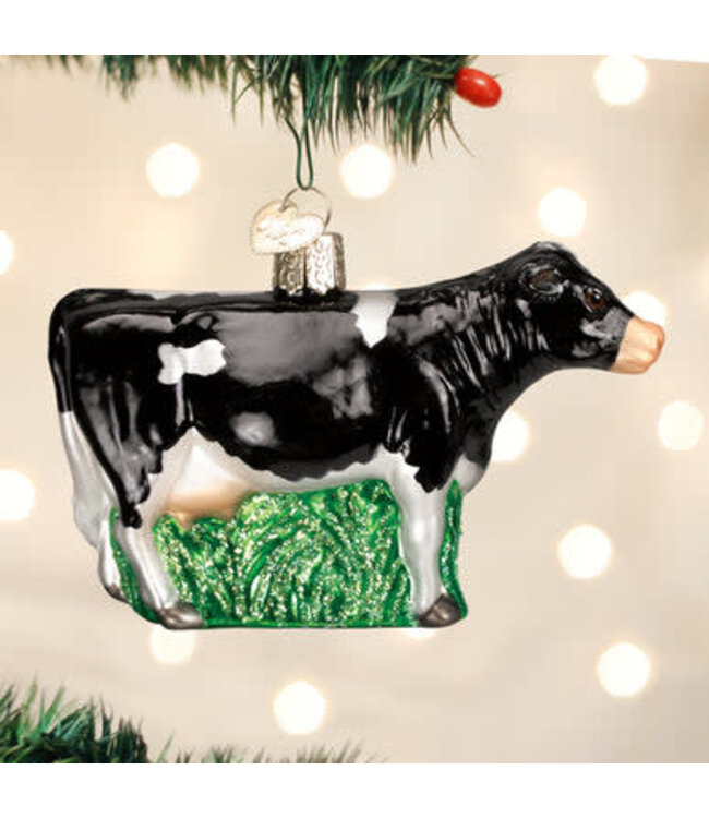 OLD WORLD CHRISTMAS Black Dairy Cow Ornament