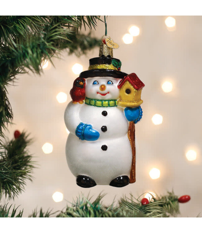 OLD WORLD CHRISTMAS Snowman With Cardinal Ornament