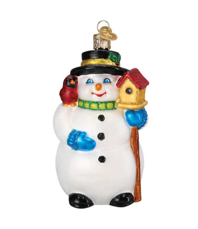 OLD WORLD CHRISTMAS Snowman With Cardinal Ornament