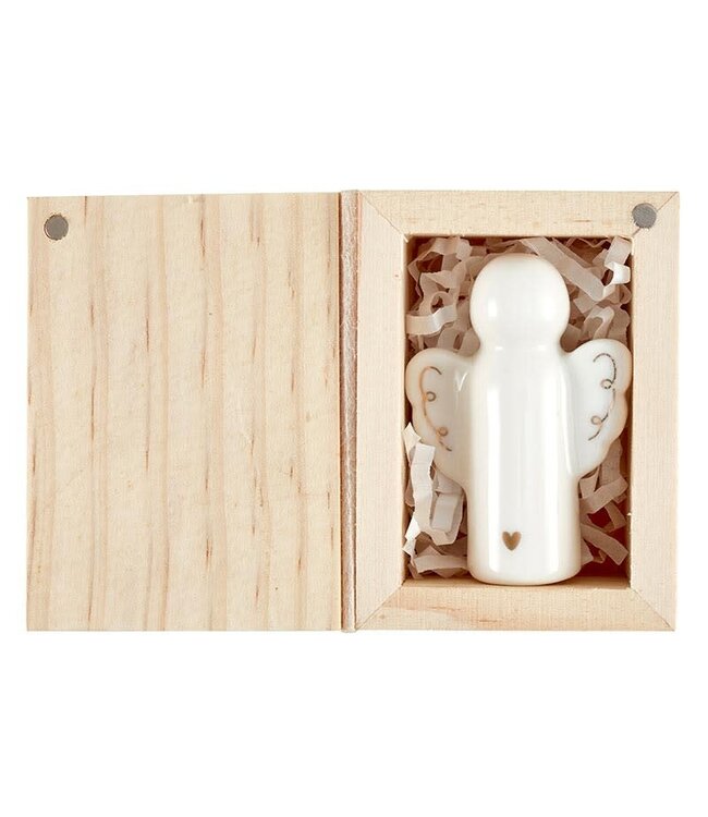 Ceramic Figurine Pine Wood Box