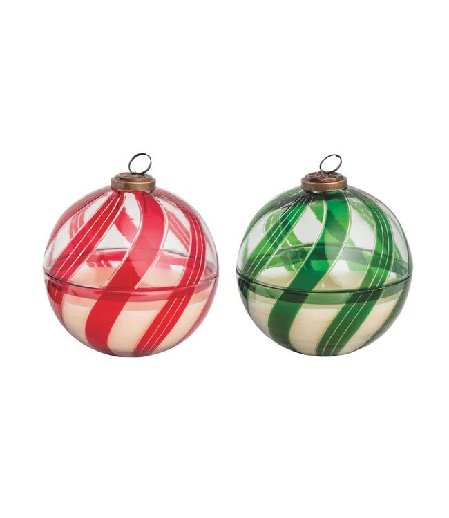 Candy Cane Glass Candles