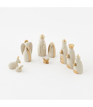 Nativity White/Gold Set of 9