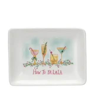 Stoneware Dish With Holiday Cocktails "How to FA LA LA"